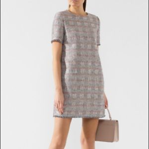 Emporio Armani Short Sleeve Tweed Fringe Dress